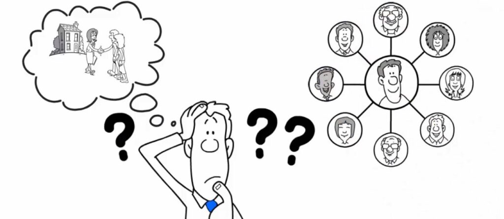 A cartoon of a confused man.