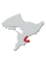 Horseshoe on a Canadian map.