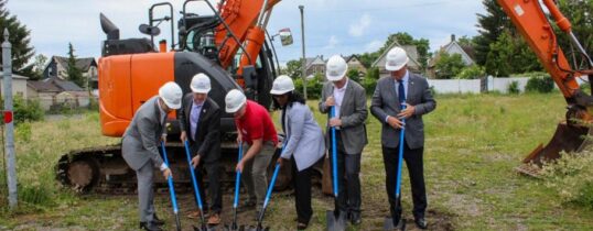 Community leaders at the Doorways to Dreams groundbreaking in London, Ontario